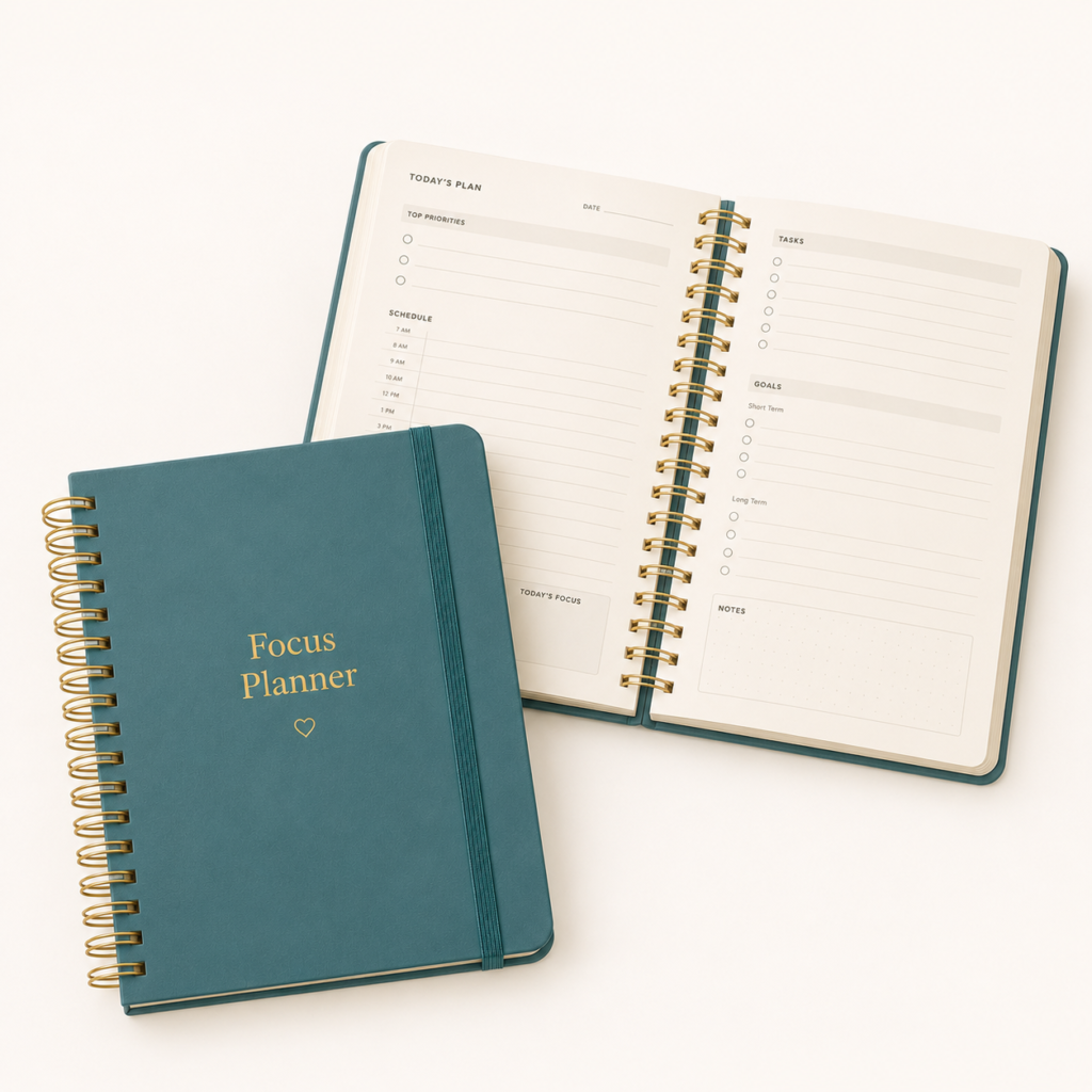Focus Planner for university students with study planning pages