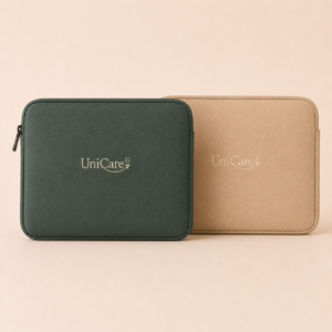 Laptop Sleeve in Teal and Beige for student laptop protection