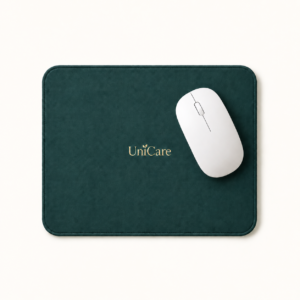 UniCare mouse pad with wireless mouse on a light background